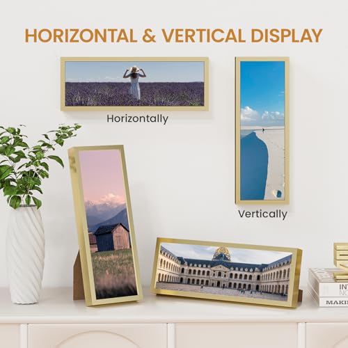 4x11 Aluminum Metal Picture Frame,Tempered Glass Gold Photo Frame 4x11 for Family Photo,Posters,Art,Document to Wall Mount Horizontally or Vertically - size: 4x11