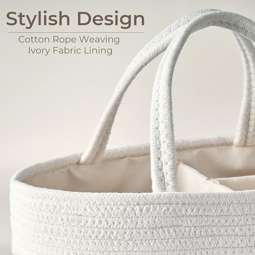 Diaper Caddy Organizer, Gift Basket for Baby Shower, Newborn Essentials - color: Off White, size: Small