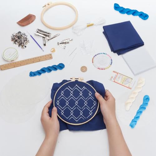 FREEBLOSS 4 Pcs Sashiko Thread Sashiko Skein 100 Meters*4 Colors Cotton Embroidery Thread Japanese Quilting & Embroidery Sashiko Kit Supplies for Art Craft Gift - color: Blue&White
