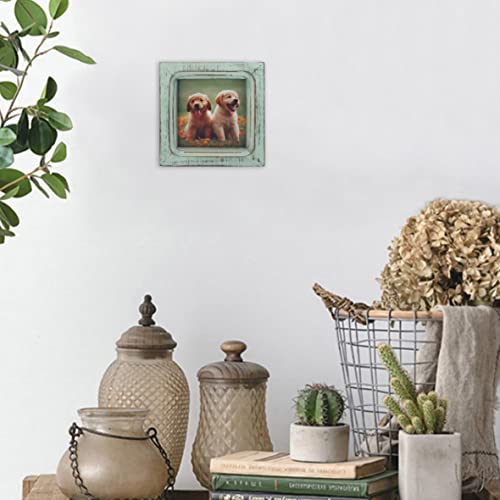 CVHOMEDECO. 4x4 Picture Frame Made of Solid Wood High Definition Glass Rustic Vintage Designs Small Photo Frame for Tabletop Display and Wall Mounting, Distress Teal - color: Distress Teal A, size: 4" X 4"