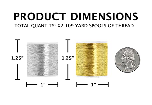 Mandala Crafts Metallic Gold and Silver Embroidery Floss for Sewing 218 Yds - color: Gold and Silver, size: 200M 218 Yards