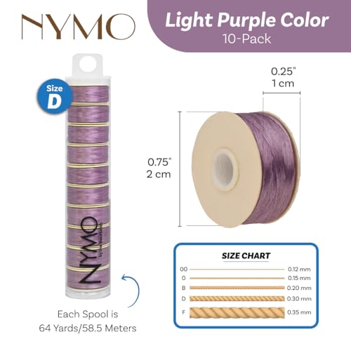 The Beadsmith Nymo Thread, Made of Nylon - size: Size D, 64 Yards, style: Light Purple
