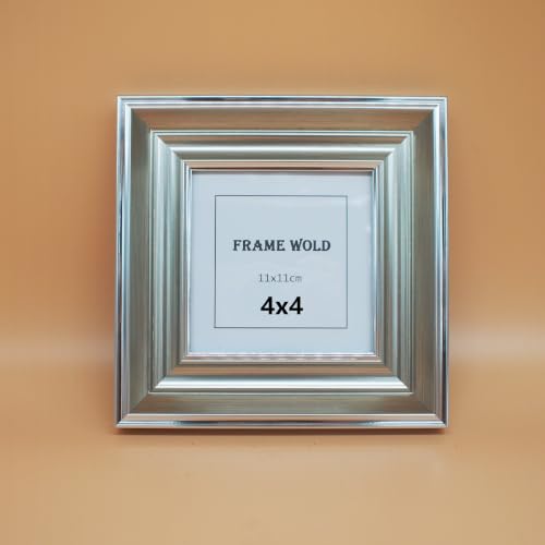 4x4 Silver Picture Frame, Real Glass, MDF, Black Backing, Wall/Tabletop - color: Silver, size: 4x4