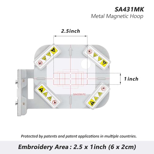 Sew Tech Magnetic Embroidery Hoop for Brother, 1x2.5in 20x60mm Bar SA431 - size: 1.5" x 2.5" - SA431MK