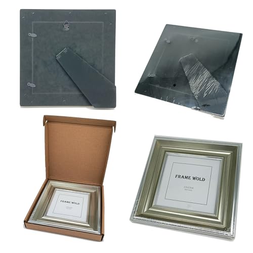 5x5 Silver Picture Frame, Real Glass, MDF, Black Backing, Wall/Tabletop - color: Silver, size: 5x5