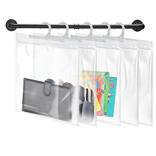 Hanging Storage Bags 24 Pack, Large Hook 10 x 12.5-inch Clear Plastic Bags for Classroom, Library and Pharmacy Use