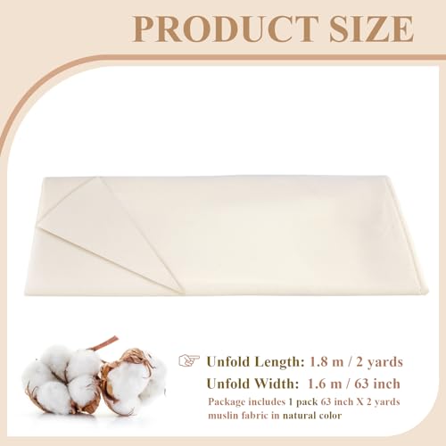 100% Cotton Muslin Fabric, 63 Inch X 2 Yards Unbleached Fabric by The Yard - color: Natural Unbleached, size: 2 Yards