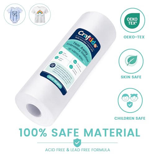 Craftido Tear Away Embroidery Stabilizer 15" x 20 Yd/Roll - size: 15" x 20 Yd/roll