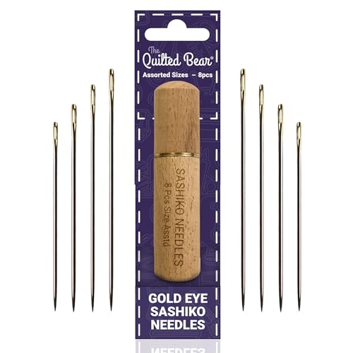 The Quilted Bear Gold Eye Sashiko Embroidery Needles, Assorted Sizes - size: Sashiko Needles Assorted