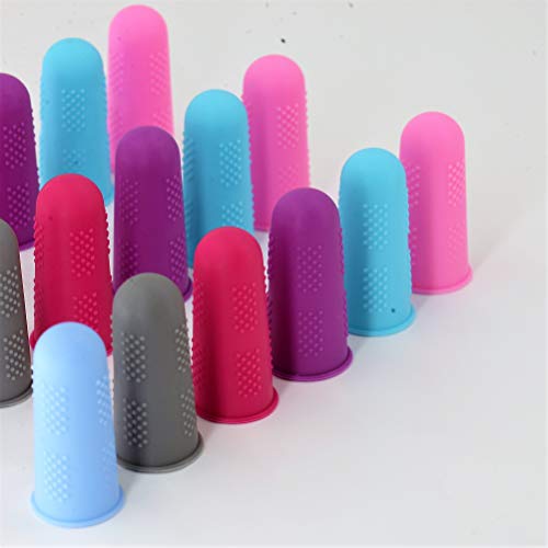 Finger Protectors [Flex Series - 18-Pack] Silicone NonStick Tip Covers [All in Size Small - 3 of Each Color in 6 Colors] for Hot Glue/Sewing/Wax/Rosin/Resin/Honey/Adhesives - color: Small - [12 Pack]