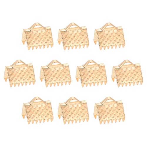 uxcell 280Pcs Ribbon Crimp Clamp Ends, 8mm Bookmark Pinch Crimp Ends, Cord Ends Fasteners Clasp Crimp Ends for DIY Bracelet Necklace Jewelry Making, Light Golden - color: Light Golden, size: 8mm