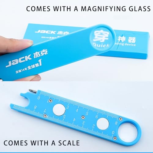 Automatic Needle Threader for Sewing Machine, 3-in-1 with Measuring Gauge & Magnifying Glass, Magnetic Sewing Tool Accessory for Needles Size 10+