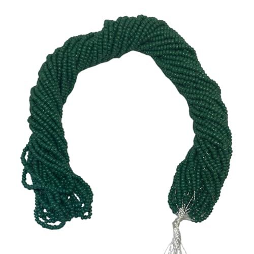 11/0 Glass Seed Beads, 12 String Hanks, Small Craft Beads, 2 mm (Dark Green) - color: Dark Green