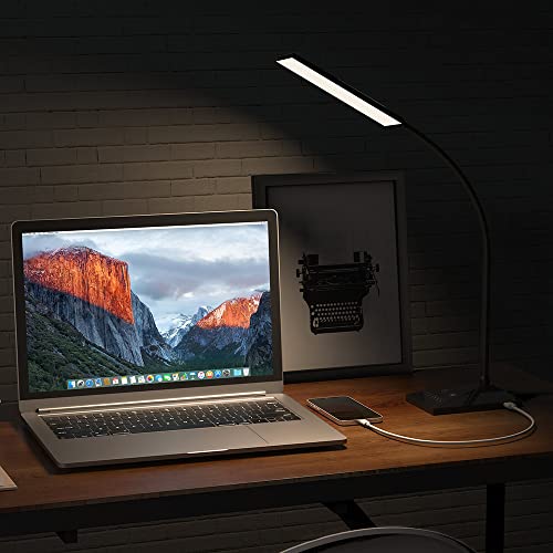 Vansuny Eye-Caring LED Desk Lamp, Reading Light with USB Charging Port - color: Black USB Charger