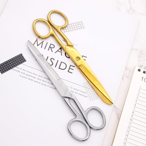 NatSumeBasics 7" Gold Scissors, Sharp Tailor Craft Office Shears - color: Gold