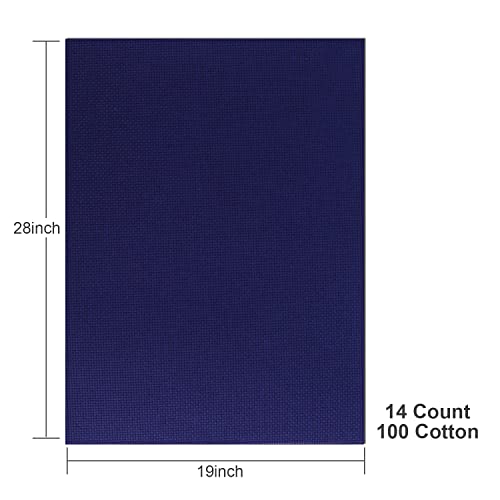 Aida Cloth 14 Count Cross Stitch Fabric,19×28inch (14CT, Navy) - color: Navy, size: 14CT