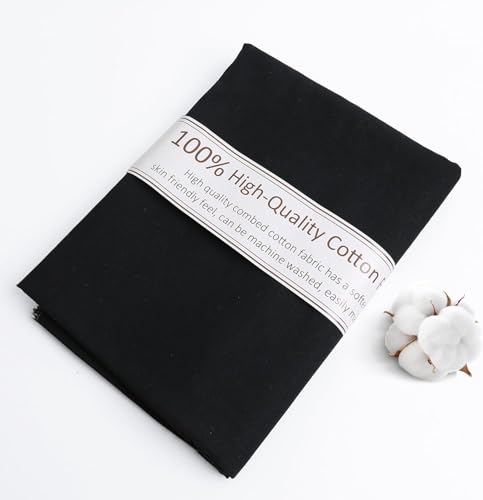 Black Cotton Fabric, Natural 100% Cotton Poplin Fabric by The Yard 59 Inches Wide Lining Fabric for Sewing Apparel Cloth Soft Embroidery Quilting, 10 Yard - color: Black, size: 10 Yards