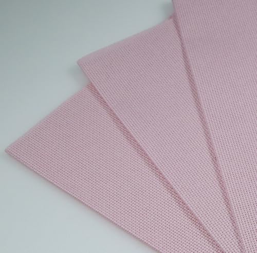 KCS 3 pc of 12" x 18"(30cmx45cm) Counted Cotton Aida Cloth Cross Stitch Fabric (Pink,18CT) - color: Pink, size: 18CT