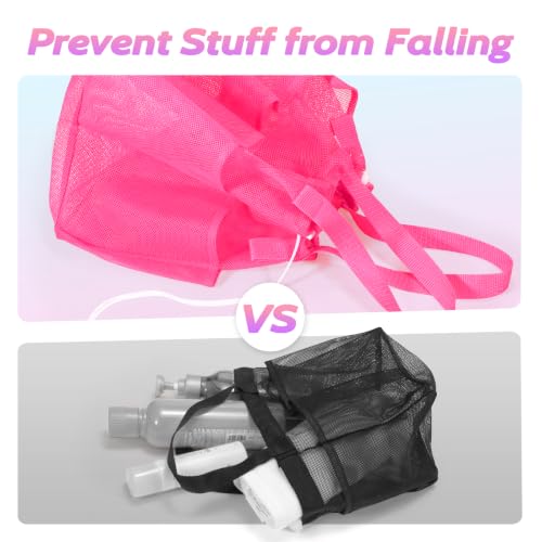 famichan Mesh Portable Shower Caddy with Drawstring, Girls Dorm Room Essentials - color: Rose Red