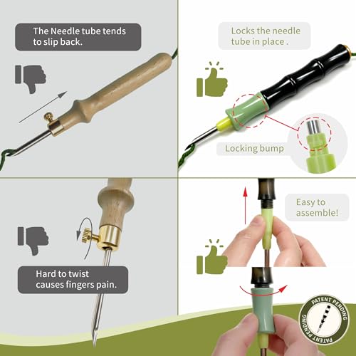 Monipair Punch Needle Kit, Adjustable Ergonomic Handle, 8 Needles