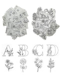 102pcs Water Soluble Hand Sewing Stabilizers，Embroidery Stick and Stitch Embroidery Paper Wash Away Stabilizers，for Embroidery Stabilizers Flower Patterns，for Hand Sewing Lover Beginners.letter&Flower - color: Letter/Letter*1
