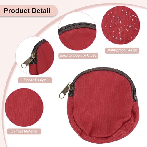 uxcell Mini Canvas Coin Purse Pouch, 3.9" Blank Round Mini Coin Wallet Small Change Purses Portable Organizer Bags with Zipper for Women Men Home DIY, Red - color: Red