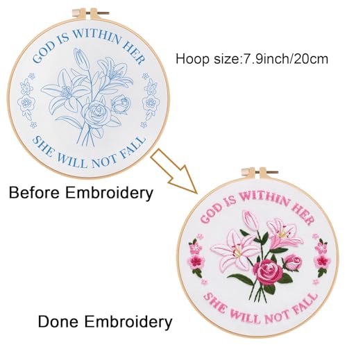 Louise Maelys Easter Tulip Rose Embroidery Kit for Beginners DIY - color: Easter Flowers