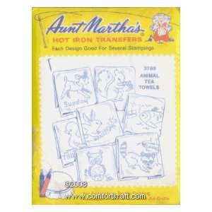 Animal Tea Towels Aunt Martha's Hot Iron Embroidery Transfer