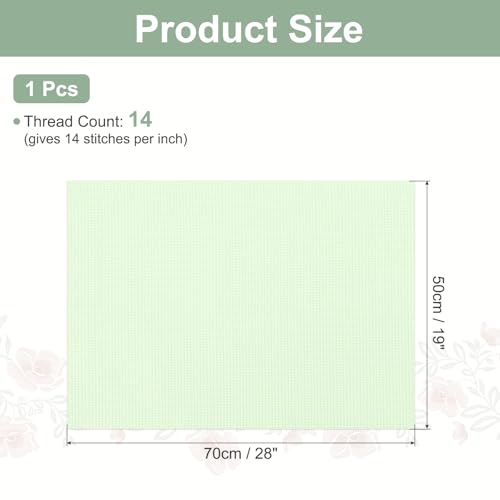 PATIKIL 14 Count Cross Stitch Cloth 19"x28", Embroidery Cotton Fabric DIY Cross Stitch for Handmade Needlework Art Crafts Machine Embroidery, Green - color: Green, size: 19"x28"