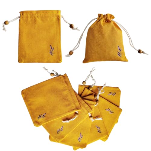 Daclubmenxy 20 PCS Small Burlap Drawstring Bags Pouch, Empty Sachet Bags, Gift Mini Drawstring Bags, Reusable Gift Linen for Wedding Favors Party Jewelry Coffee DIY (Mustard Yellow, 4.5x6 in)