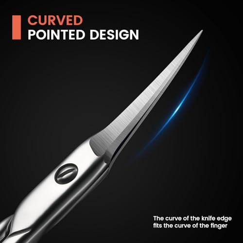 BEZOX Curved Cuticle Scissors - Precision Manicure Scissor Nail Cuticle Trimmer, Professional Stainless Steel Nail Scissors for Cuticle Care, Cuticle Cutter Small Scissors for Women - Silver - color: Silver