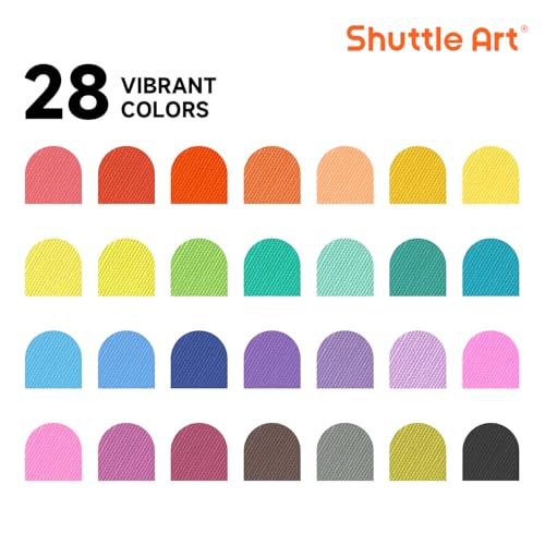 Shuttle Art 28 Colors Fabric Markers, Permanent Markers for T-Shirts Clothes Sneakers Jeans with 11 Stencils 1 Sheet, Shirt Pens for Adult DIY Painting Writing - color: 28 Colors