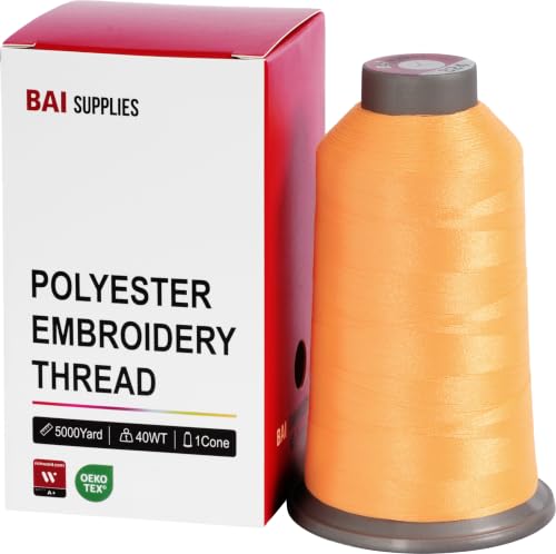 BAI Polyester Embroidery Machine Thread 5000 Yards Apricot Orange+824 - color: Apricot Orange+824