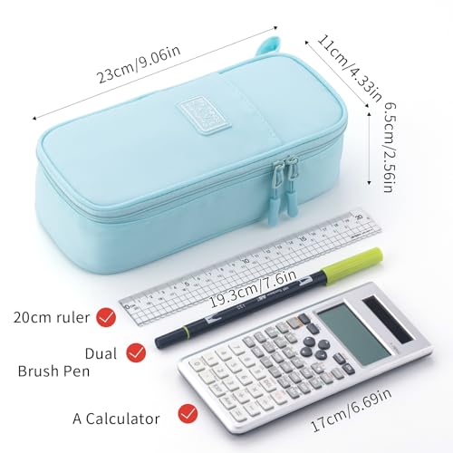 CICIMELON Durable Pencil Case Big Storage Pen Pouch Bag for School Supplies Office College Teen Adults, Light Blue - color: Light Blue