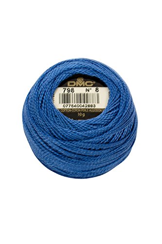 DMC Pearl Cotton Balls, Size 8, Dark Delft Blue - color: Dark Delft Blue, style: 8 Thread Count