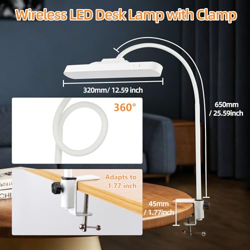 ShineTech Rechargeable Desk Lamp for Home Office,Magnetic Clip On Desk Lamp
