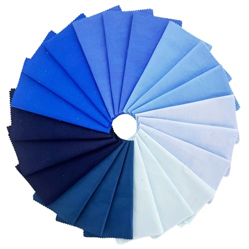 Blue Solid Cotton Quilting Fabric Charm Pack 5" Precut Quilt Squares, 42 PCS 7 Colors (6 Each), Medium Weight Fabric for Quilting Sewing Patchwork - color: Blue, size: 5 inch x 5 inch