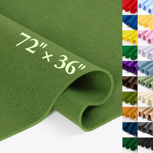 Campsite Green Fabric Sheet 72" X 36", 1.4mm Thick Large Soft Durable Flexible Craft Felt by The Yard, Nonwoven Fabric for DIY Sewing, Arts and Crafts, Decoration Projects - color: Campsite Green, size: 2 yard pre cut