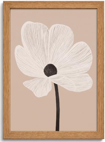 Boho Floral Wall Art Beige Flower Framed Picture for Bathroom Decor 8X10in - color: Beige Flower, size: 10"L x 8"W