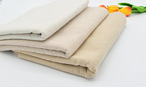 Light Beige Linen Needlework Embroidery Fabric Cross Stitching Plain Solid Color Aida Cloth Rose Flavor - color: Light Beige