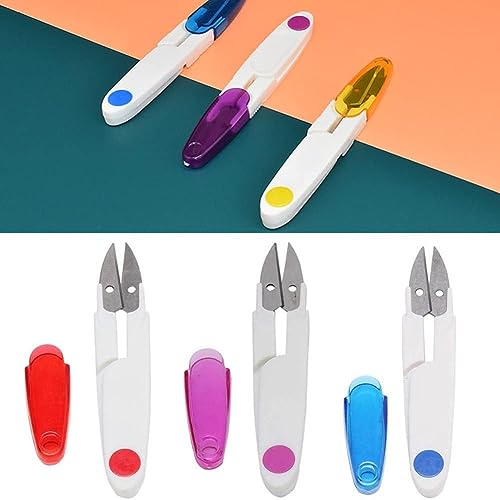 AKOAK 1 Pack U-shaped Yarn Scissors, Tailor's Scissors, Portable Yarn Scissors with Safety Cover, Thread Scissors for Needlework, Cross-Stitch Craft, DIY Projects, Sewing Supplies (purple) - color: Purple