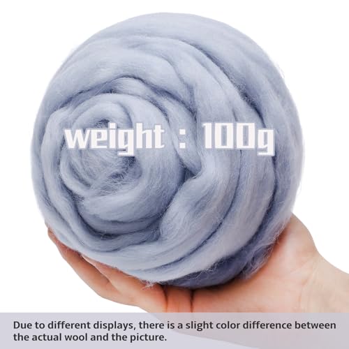 3.53oz Needle Felting Wool Roving for Needle Felting Ash Blue Felting Wool - color: ash blue