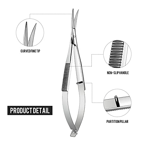 Hicarer 1 Pcs 4.7" Curved Eyebrow Embroidery Sewing Scissors, Silver - color: Silver