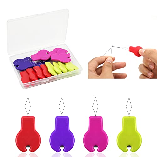 Lechchy 16 Pcs Sewing Machine Needle Threaders for Embroidery Floss, Cut-Off Thread Function, Gourd Shaped Simple Threader Tool for Hand Sewing, Sewing Crafting, with Clear Storage Box, 4 Colors - color: Style 2