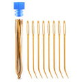 uxcell 8 Pcs Yarn Needle Kit, 3.15 Inch Tapestry Needles Bent High Carbon Iron Large Eye Sewing Darning Needles Hand Sewing Needles with Storage for Hand Sewing Art Crafts, Gold - color: Gold