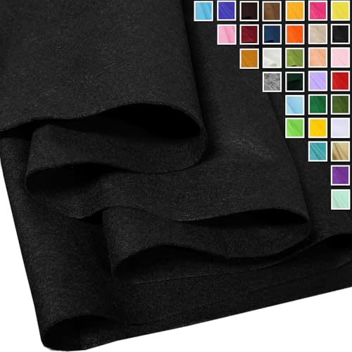 Black Felt Fabric 36" X 36"(1 Square Yard) 1.6mm Thick Soft Felt Sheet - color: Black