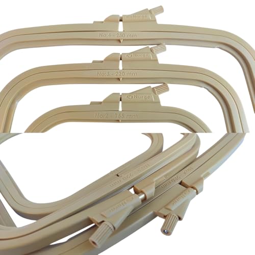 Nurge Square Embroidery Hoop - Plastic Cross Stitch Frame for Needlepoint & Embroidery - Adjustable Craft Hoop - Beige - Set of 3 - color: Beige, size: Multiple Sizes (Set of 3)