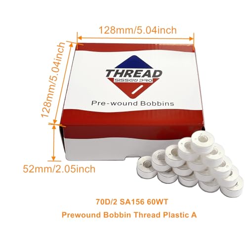 144pcs White 70D/2 Polyester Prewound Bobbins Thread, SA156 60wt Embroidery Thread Bobbin, Class 15 Plastic Size A Bobbin for Brother Babylock Bernia Sewing & Embroidery Machine