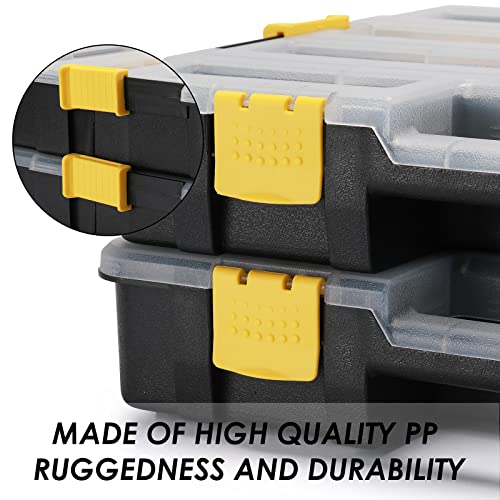 MIXPOWER 2 Pieces 34-Compartment Toolbox Organizer sets, 20 Removable Dividers, Black/Yellow, 2 Pieces Set, Excellent for Screws, Nuts, Small Parts (Pack of 2) - size: Black/Yellow (Pack of 2)