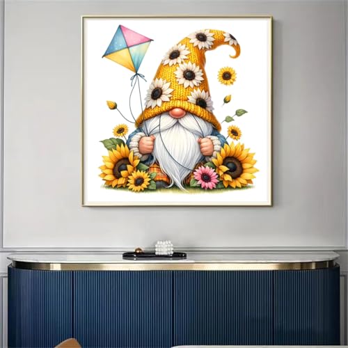 Gnome Stamped Cross Stitch Kits - Counted Cross Stitch Kits for Beginners Adults Needlepoint Cross-Stitch Patterns Dimensions Needlecrafts Embroidery Kits Arts and Crafts13.8inX13.8in - color: Cross Stitch-0331-1